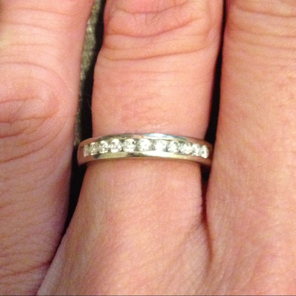 White gold and diamond eternity band sz 5